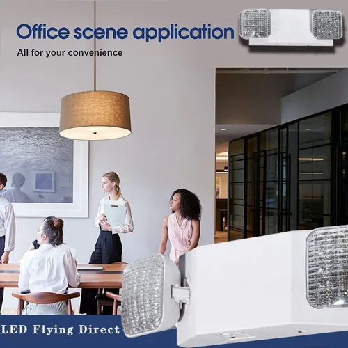 Vista 7 de Luces de emergencia LED con batería de respaldo, luz de emergencia comercial ajustable de dos cabezales, certificación UL, CA 120/277V, accesorios