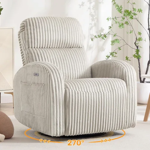 Vista 10 de Silla reclinable mecedora giratoria eléctrica, silla reclinable Gris Liight