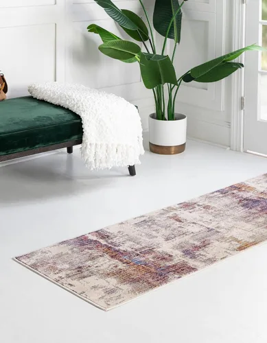 Vista 4 de Unique Loom Colección Deepa - Alfombra de área con diseño de nube (Runner 2 pies 0 pulgadas x 6 pies 0 pulgadas, multicolor / beige)