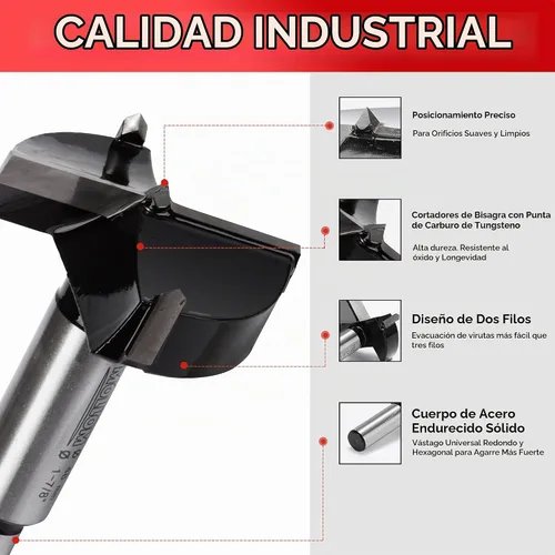 Vista 3 de MOLLOM Broca Forstner de carburo de 1/4" (6,3 mm)
