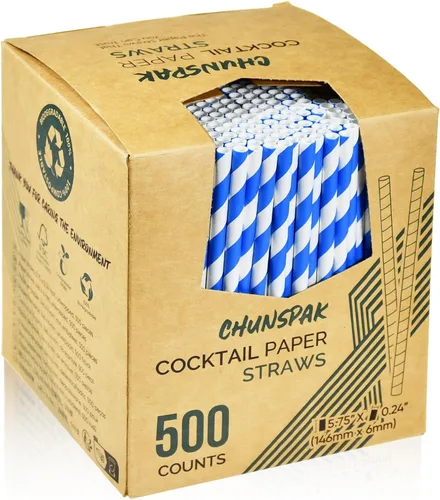 Vista 23 de 14,6 cm x 0,79 cm Pajitas de papel desechables de bambú verde para bebidas cortas, cócteles mezclados, margaritas, licuados y batidos - Sin embalar