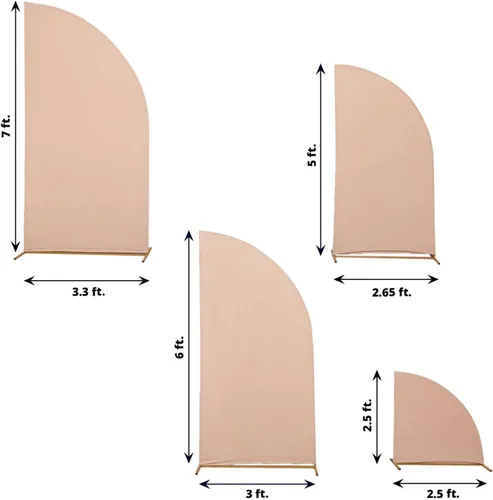 Vista 272 de Efavormart - Juego de 4 fundas de elastano beige para arco de media luna, fundas de telón de fondo Chiara de 2.5 pies a 7 pies para escenarios