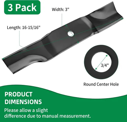 Vista 3 de Cuchillas de alta elevación 942-04417 compatibles con cubiertas de corte MTD/Cub Cad et de 48 pulgadas, 01005336 cuchillas de cortacésped