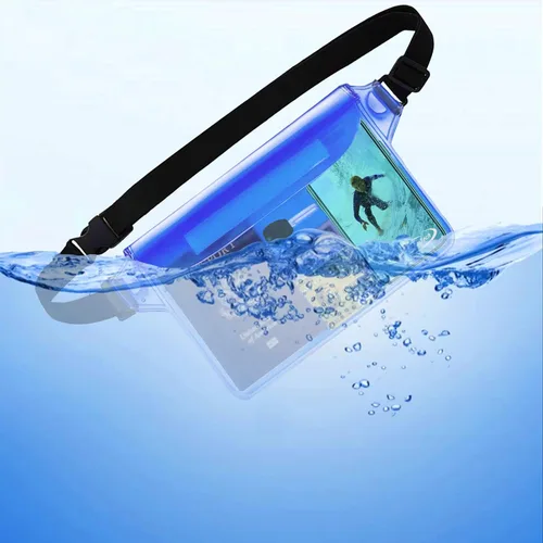Vista 4 de AiRunTech Bolsa impermeable con correa para la cintura (paquete de 2) Accesorios de playa, la mejor manera de mantener tu teléfono y objetos