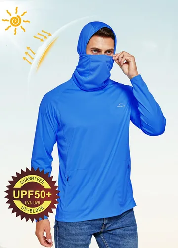 Vista 6 de Willit Camiseta de manga larga con capucha y protección solar UPF 50+ para hombre, para pesca, senderismo, ligera, con protección solar