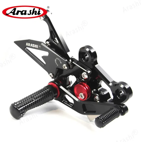 Vista 3 de Arashi (Versión 2.0) Apoyapiés Traseros para Suzuki GSX-S750 GSX-S 750Z 2015-2022 / GSR750 2011-2017 Accesorios para Moto Ajustables Apoyapiés Negro