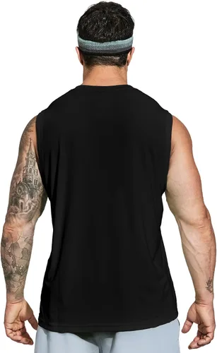 Vista 2 de MIER Camisetas de natación sin mangas UPF 50+ para hombre, secado rápido, para correr, con protección UV