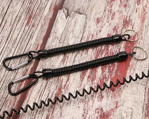 Vista 7 de Mini Skater Cordones de pesca negros de 6.89 pulgadas, cordón retráctil de resorte en espiral, cuerda de navegación, cuerda de seguridad en espiral