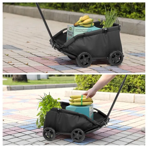Vista 2 de Mini cochecitos para perros para mini mascotas, carritos de compras multifuncionales plegables con mango extensible, cojín integrado y cuerda