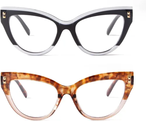 Vista 11 de KFPH Stylish Cat Eye Glasses Blue Light Glasses Frames for Women Computer Gaming Reading Glasses Anti Glare & UV