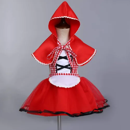 Vista 2 de Disfraz de capucha roja para bebés y niñas, disfraz de capa de capa para Halloween, disfraz de cuento de hadas