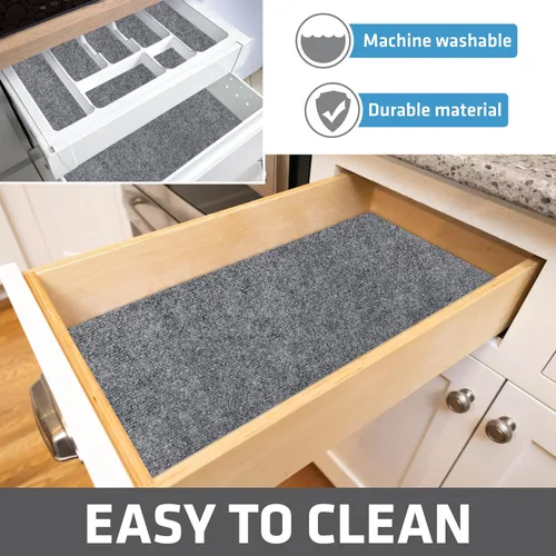 Vista 6 de Drymate Forro de lujo para estantes y cajones de alta calidad, tela acolchada gruesa, no adhesiva, absorbente, impermeable, antideslizante, forros