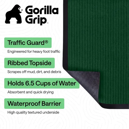 Vista 148 de Gorilla Grip - Tapete afelpado original de goma con perfil bajo, resistente, duradero, impermeable y fácil de limpiar para interior y exterior Marrón