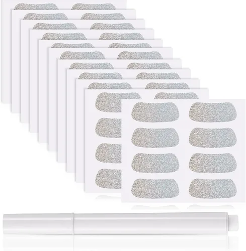 Vista 8 de Sumind 24 pares de tiras para los ojos deportivos, tiras transpirables con 1 lápiz blanco para fanáticos del béisbol, fútbol, sóftbol en el día