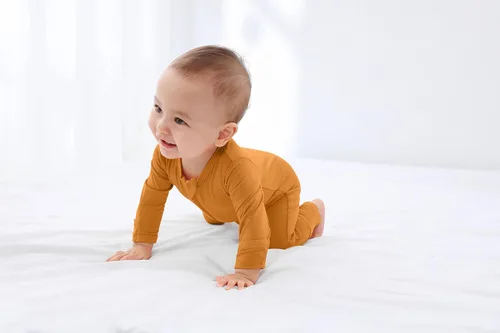 Vista 6 de GUISBY Mameluco sin pies para bebé, pijama de rayón con cremallera de 2 vías con manga larga