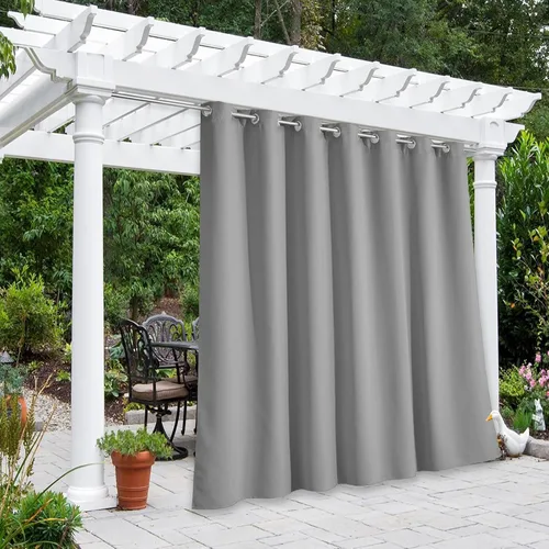 Vista 43 de NICETOWN Cortina para Exteriores para Patio Impermeable de 84 Pulgadas de Ancho, Aislamiento Térmico con Ojales Antioxidantes Bloqueo UV Cortina