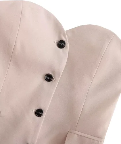 Vista 5 de Chaleco de traje sin tirantes para mujer, chaleco formal con botones en la parte delantera, chaleco con bolsillos