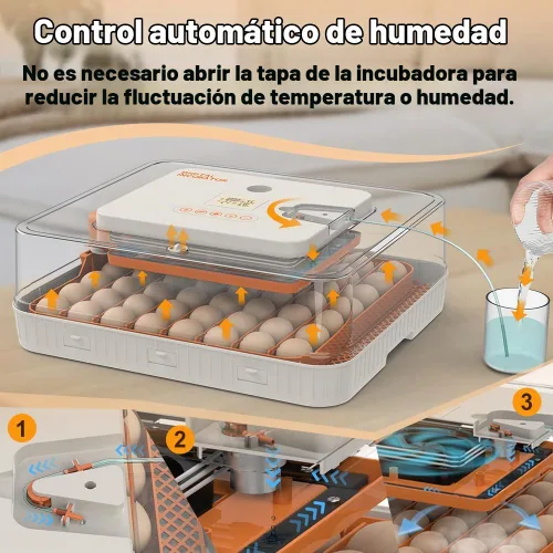 Vista 3 de HOWOOlUA - Incubadora de 56 huevos para incubar huevos con giro automático, control de temperatura y humedad, incubadora integrada de huevos de gran