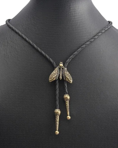 Vista 304 de Jeilwiy Corbata de bolo para hombre, corbata de vaquero occidental, collar de corbata de bolo dorado, corbata de cuero, corbata de Halloween