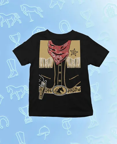 Vista 4 de Camiseta de disfraz de vaquero para niños, camisa de Halloween para niños pequeños