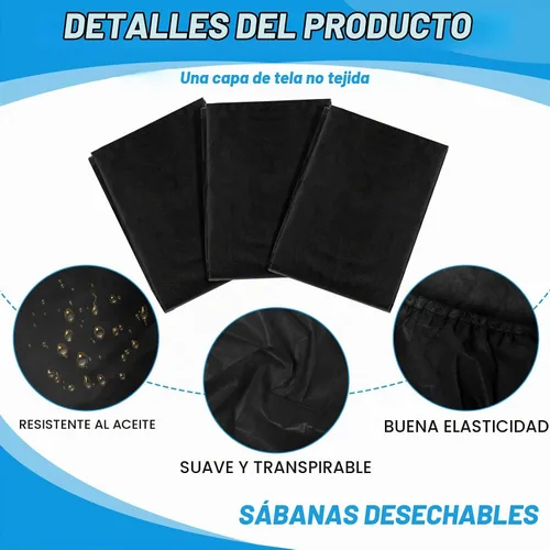 Vista 3 de Mixweer 30 piezas de sábanas de mesa de masaje a prueba de aceite e impermeables ajustables para spa de 39 x 87 pulgadas, sábanas protectoras Negro