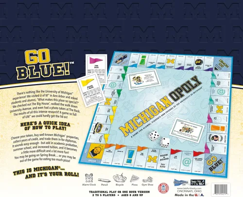 Vista 5 de Late for The Sky Michigan-Opoly - Juego de mesa familiar de la Universidad