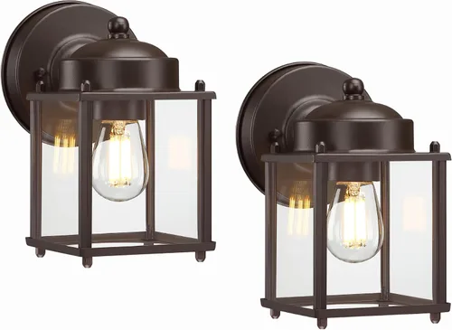 Vista 12 de LIT-PaTH Lámpara de pared para exteriores, cristal metálico antioxidante, negro, paquete de 2