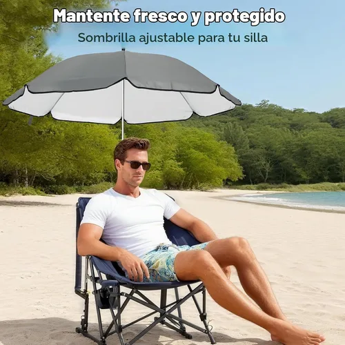 Vista 7 de Sombrilla para Silla Compatible con GCI - Accesorio para Protección Solar, Sombrilla Portátil para Silla de Playa, con Abrazadera Ajustable y Fácil