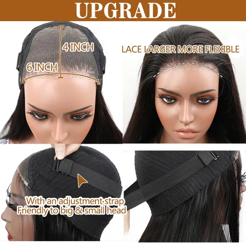 Vista 5 de Pelucas de Cabello Humano sin Pegamento Pre Desplumadas Pre Cortadas 6x4 DH Encaje Peluca Fácil de Poner Ondulada sin Pegamento Pelucas de Encaje