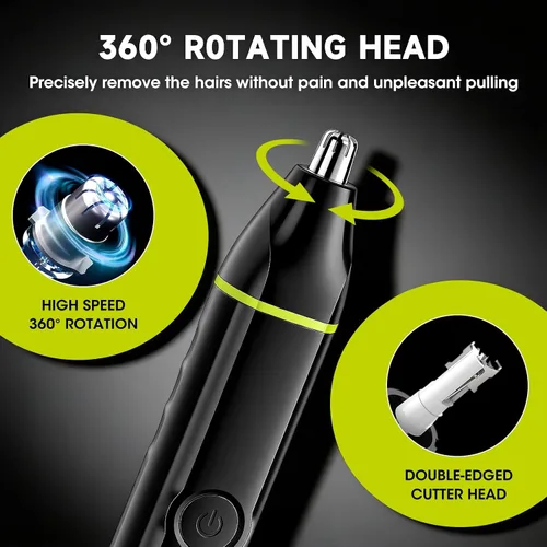 Vista 4 de Lanumi Kit de aseo 2 en 1 para hombre, recortadora de barba recargable inalámbrica, IPX7, maquinilla de afeitar eléctrica impermeable para nariz
