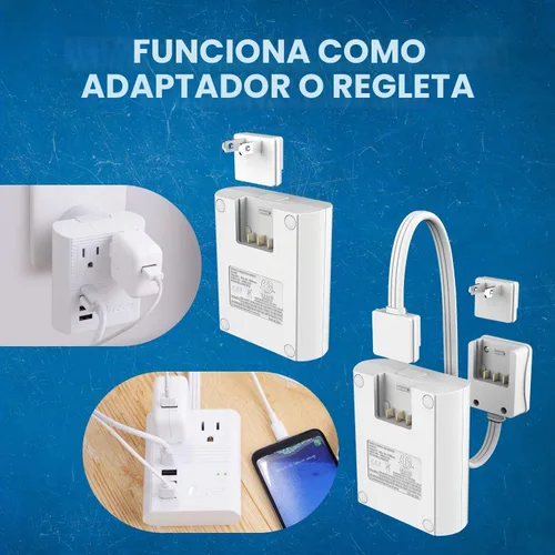 Vista 8 de OREI World Travel - Adaptador de enchufe de viaje M8 Max, 3 USB + Pd 18 W USB-C de entrada - 2 tomas de EE. UU. - Accesorios para Europa, Asia