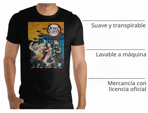 Vista 4 de Demon Slayer - Camiseta de manga corta para hombre