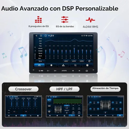 Vista 7 de ATOTO A5L 9 pulgadas doble DIN Android coche estéreo inalámbrico CarPlay Android Auto