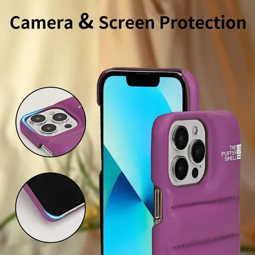 Vista 3 de Funda Puffer para Teléfono, Compatible con iPhone 11, Patrón Lindo Anti-Rayones Material Suave al Tacto de Chaqueta de Plumón Fundas Protectoras 3D