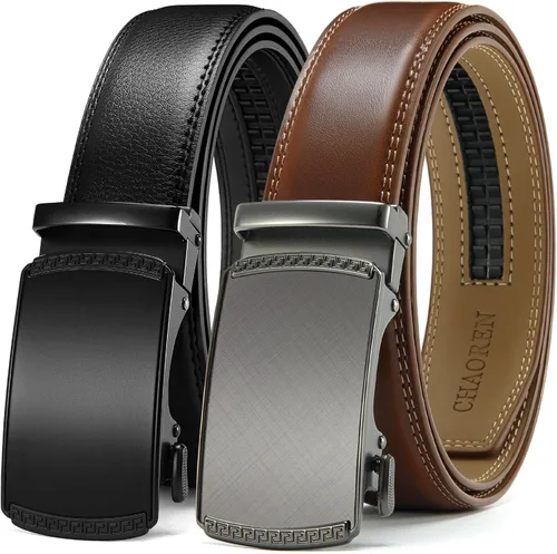 Vista 11 de CHAOREN Mens Belt Leather Ratchet Belt 2 Pack - Customizable Fit, Effortless Style (35mm)