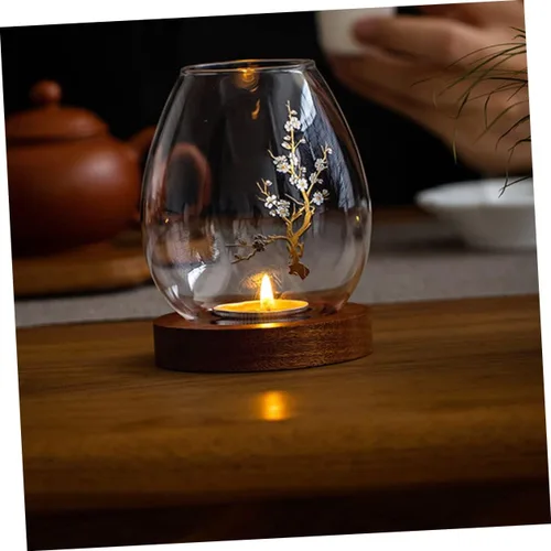 Vista 8 de Contenedor de vela transparente de vidrio para velas, cubierta de vela artesanal de vidrio, accesorio de decoración de velas, contenedor de cubierta