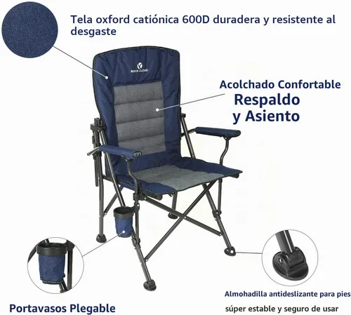 Vista 4 de ROCK CLOUD Silla plegable para acampar, sillas de campamento con soporte