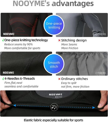 Vista 4 de NOOYME Ropa interior térmica para mujer, capa base, clima frío, pantalones largos para mujer