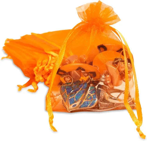 Vista 48 de TheDisplayGuys - Paquete de 48 bolsas de regalo de organza transparente negra de 2 x 2-3/4 pulgadas con cordón, bolsas de regalo para joyas, bolsas