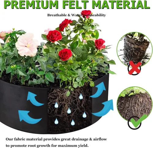 Vista 3 de Cama de jardín elevada de tela, macetas elevadas para plantas al aire libre, bolsa rectangular de cultivo de jardín para hierbas, flores y verduras