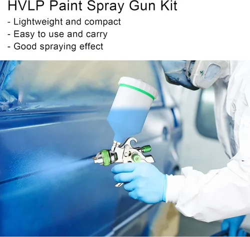 Vista 5 de HVLP Pistola pulverizadora de 0.055 in con boquilla reemplazable de 0.067 in 0.079 in, pistola pulverizadora de pintura de alimentación por gravedad