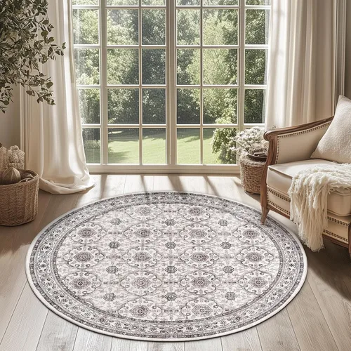 Vista 192 de jinchan Fiora - Alfombra lavable de área pequeña, alfombra de entrada floral de medio círculo de 2 x 3, tapete de media luna de pelo bajo, suave