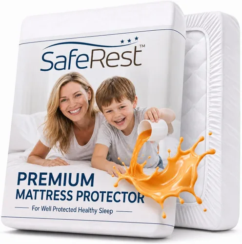 Vista 8 de SafeRest Sleepure - Protector de colchón impermeable tamaño individual derivado de viscosa de bambú - Ajustado con bolsillos elásticos - Funda