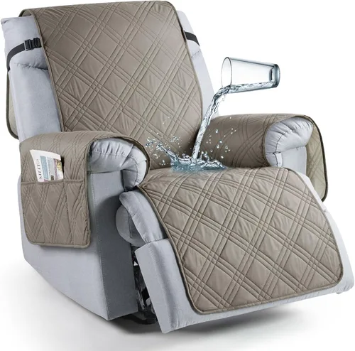 Vista 22 de TAOCOCO Funda para silla reclinable 100% impermeable que se mantiene en su lugar, fundas reclinables para sillas reclinables pequeñas con bolsillo