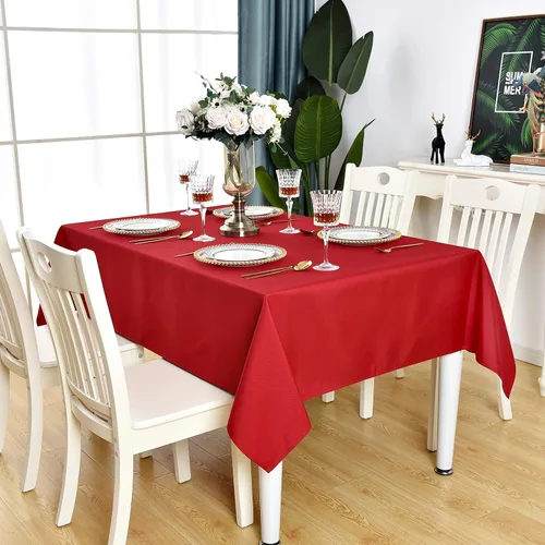 Vista 19 de Mantel Cuadrado Verde Manzana Impermeable Resistente a las Manchas Sin Arrugas Mantel de Mesa de Poliéster 210GSM Limpiable Cubierta de Mesa