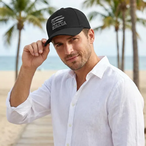 Vista 4 de Gorras de béisbol personalizadas para hombres y mujeres, bordadas con mapa de la isla de Puerto Rico, bandera C, sombreros de béisbol para hombre