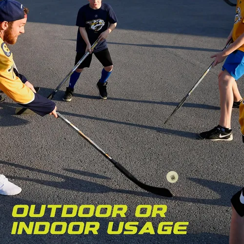 Vista 3 de Winnwell Pelotas deportivas de hockey callejero – Pelotas para interiores y exteriores con bolsa de almacenamiento – Ideal para juegos de hockey