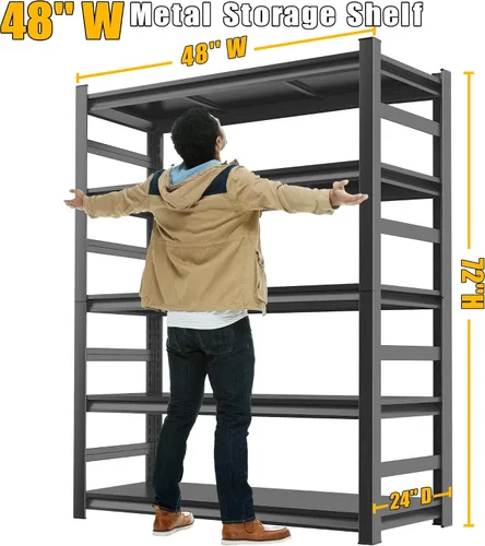 Vista 2 de Estantes de cocina de 48 pulgadas de ancho con gran capacidad de almacenamiento, estantes impermeables y resistentes al óxido, estante