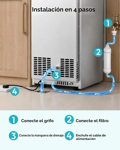 Vista 6 de EUHOMY Under Counter Nugget Ice Maker, 75lbs/24H, Self-Cleaning, Silver