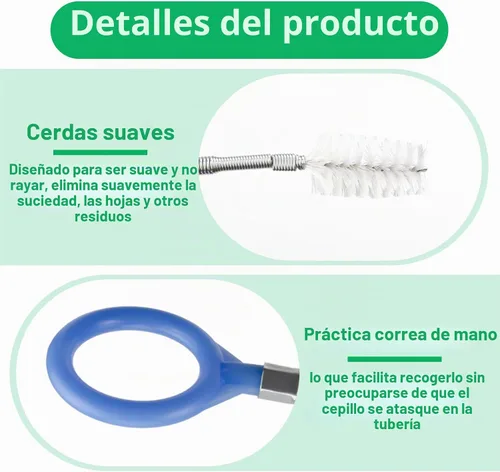 Vista 3 de Herramienta de limpieza de drenaje de techo corredizo, cepillo de tubo flexible de 78 pulgadas, cepillo de drenaje de tubo extra largo para limpieza